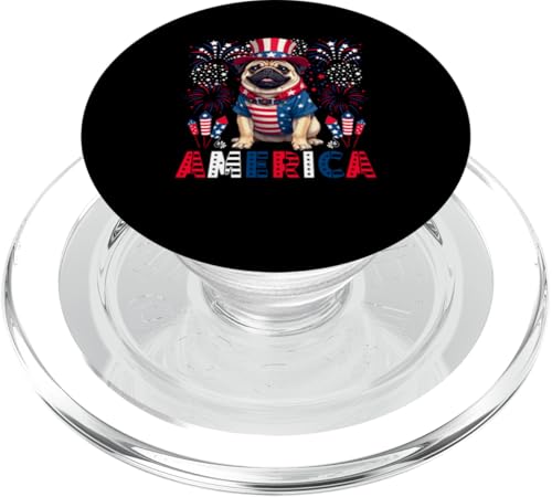 America 4th Of July US Flag Fireworks Pug Owner Lover PopSockets PopGrip für MagSafe von Dog 4th Of July Costume
