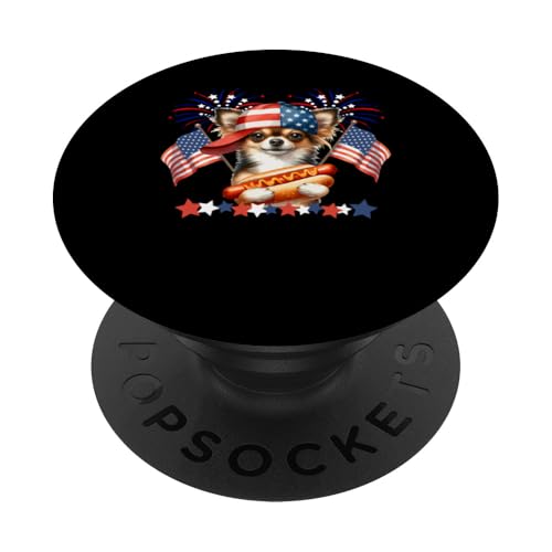 Chihuahua Eating Hotdog 4th Of July US Flag Fast Food Lover PopSockets Klebender PopGrip Chihuahua Eating Hotdog 4th Of July US Flag Fast Food Lover PopSockets Klebender PopGrip von Dog 4th Of July Costume