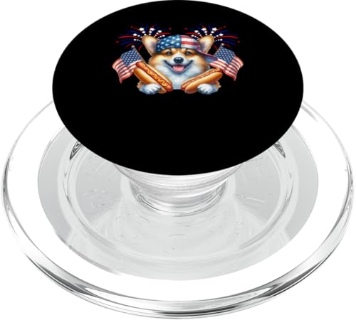 Corgi Eating Hotdog 4th Of July US Flag Fast Food Lover PopSockets PopGrip für MagSafe Corgi Eating Hotdog 4th Of July US Flag Fast Food Lover PopSockets PopGrip für MagSafe von Dog 4th Of July Costume