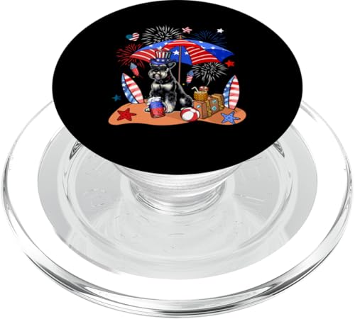 Schnauzer Sonnenbrille Relaxing On Beach 4. Juli US-Flagge PopSockets PopGrip für MagSafe Schnauzer Sonnenbrille Relaxing On Beach 4. Juli US-Flagge PopSockets PopGrip für MagSafe von Dog 4th Of July Costume
