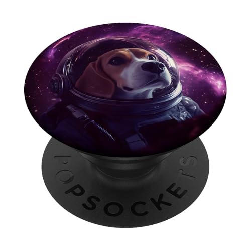 Intergalaktischer lustiger Beagle-Hund Astronaut schwebt im Weltraum PopSockets Klebender PopGrip von Dog Astronaut Designs