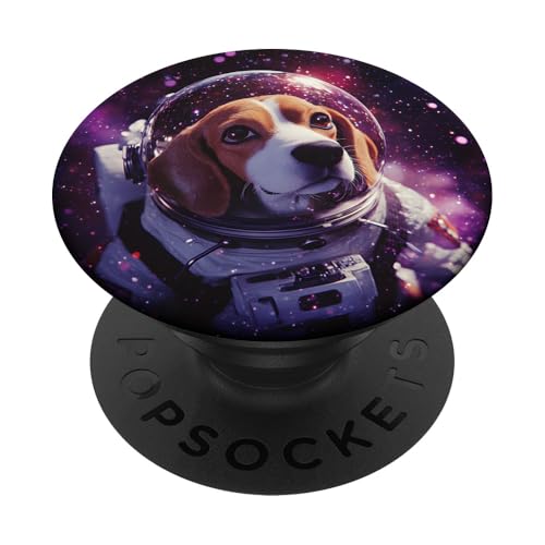 Intergalaktischer lustiger Beagle-Hund Astronaut schwebt im Weltraum PopSockets Klebender PopGrip von Dog Astronaut Designs
