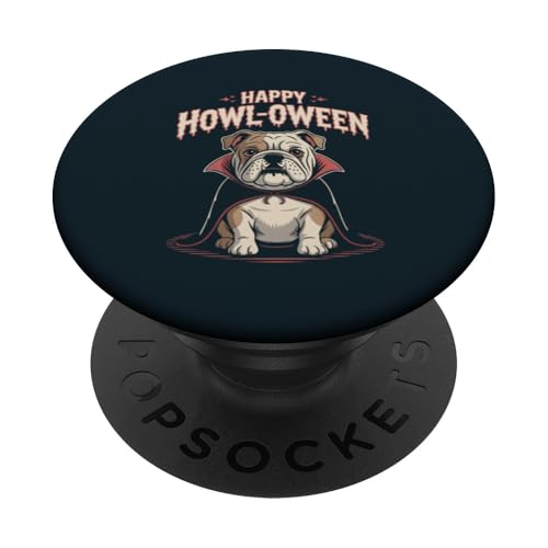 Bulldogge Hund Halloween Howl-Oween Hund PopSockets Klebender PopGrip von Dog Lover Gifts & Tees