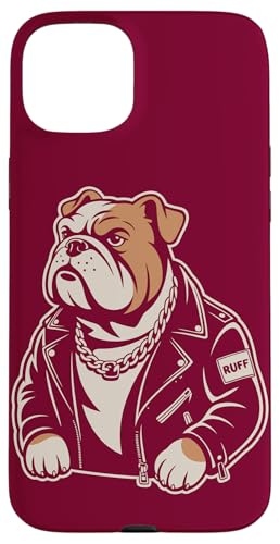 Bulldogge trägt Jacke Hund Hülle für iPhone 15 Plus von Dog Lover Gifts & Tees