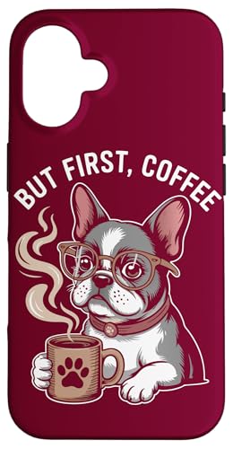 Französische Bulldogge Hipster Frenchie Coffee Dog Hülle für iPhone 16 von Dog Lover Gifts & Tees