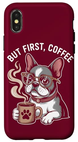 Französische Bulldogge Hipster Frenchie Coffee Dog Hülle für iPhone X/XS von Dog Lover Gifts & Tees