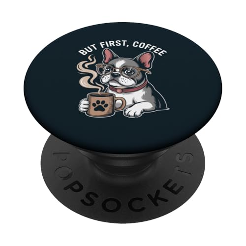 Französische Bulldogge Hipster Frenchie Coffee Dog PopSockets Klebender PopGrip von Dog Lover Gifts & Tees