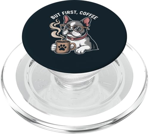 Französische Bulldogge Hipster Frenchie Coffee Dog PopSockets PopGrip für MagSafe von Dog Lover Gifts & Tees