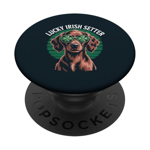 Glücklicher irischer Setter Patricks Day Dog PopSockets Klebender PopGrip von Dog Lover Gifts & Tees