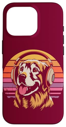 Golden Retriever Kopfhörer Musik Hund Hülle für iPhone 16 Pro von Dog Lover Gifts & Tees