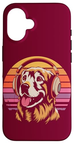 Golden Retriever Kopfhörer Musik Hund Hülle für iPhone 16 von Dog Lover Gifts & Tees