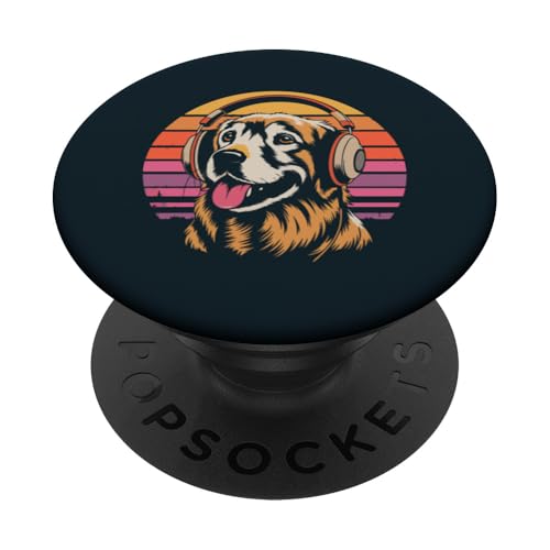 Golden Retriever Kopfhörer Musik Hund PopSockets Klebender PopGrip von Dog Lover Gifts & Tees