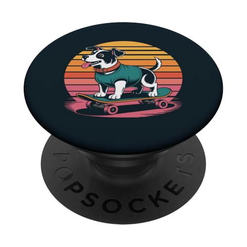 Jack Russell Terrier Skateboard Hund PopSockets Klebender PopGrip von Dog Lover Gifts & Tees