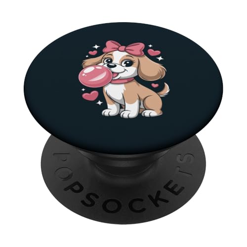 Niedlicher Hund Mädchen rosa Kaugummi Hund PopSockets Klebender PopGrip von Dog Lover Gifts & Tees
