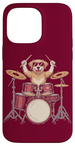 Schlagzeug Golden Retriever Drummer Dog Hülle für iPhone 14 Pro Max von Dog Lover Gifts & Tees