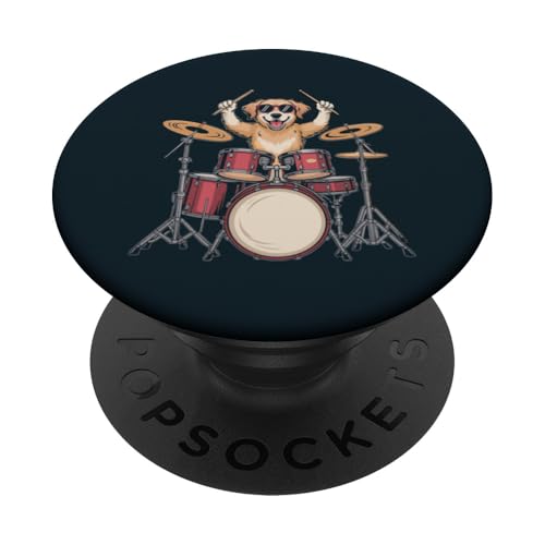 Schlagzeug Golden Retriever Drummer Dog PopSockets Klebender PopGrip von Dog Lover Gifts & Tees