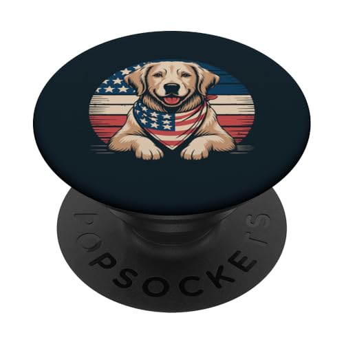 USA Golden Retriever Amerikanische Flagge Hund PopSockets Klebender PopGrip von Dog Lover Gifts & Tees
