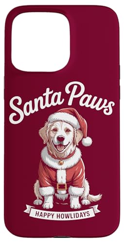 Weihnachts-Golden Retriever Weihnachtsmann-Pfotenhund Hülle für iPhone 15 Pro Max von Dog Lover Gifts & Tees