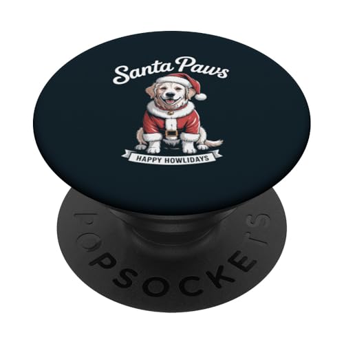 Weihnachts-Golden Retriever Weihnachtsmann-Pfotenhund PopSockets Klebender PopGrip von Dog Lover Gifts & Tees