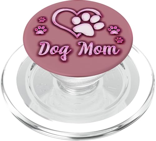 Dog Mom Gift Cute Dog Paw Print Heart Black Pink PopSockets PopGrip: Ausziehbarer Sockel und Griff für Handys/Tablets mit Tauschbarem Top PopSockets PopGrip für MagSafe von Dog Paw Print Mom PopLove Co.