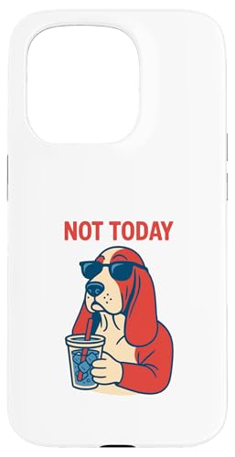 Basset Hound Not Today Hipster-Trinksoda, Vintage-Kunst Hülle für iPhone 15 Pro von Dog Pop Art Prints