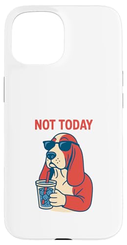 Basset Hound Not Today Hipster-Trinksoda, Vintage-Kunst Hülle für iPhone 15 von Dog Pop Art Prints