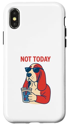 Basset Hound Not Today Hipster-Trinksoda, Vintage-Kunst Hülle für iPhone X/XS von Dog Pop Art Prints