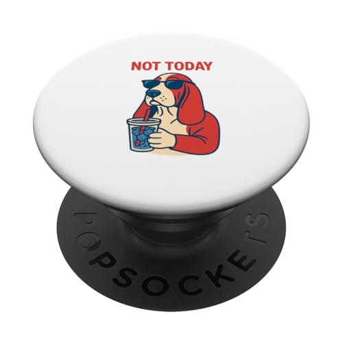 Basset Hound Not Today Hipster-Trinksoda, Vintage-Kunst PopSockets Klebender PopGrip Basset Hound Not Today Hipster-Trinksoda, Vintage-Kunst PopSockets Klebender PopGrip von Dog Pop Art Prints