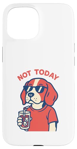 Beagle Not Today Minimalistisches Trinksoda für Hunde, Vintage-Stil Hülle für iPhone 15 von Dog Pop Art Prints