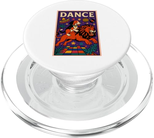Beagle reitet auf einem Löwen, Tanz, leuchtende Pop-Art PopSockets PopGrip für MagSafe von Dog Pop Art Prints