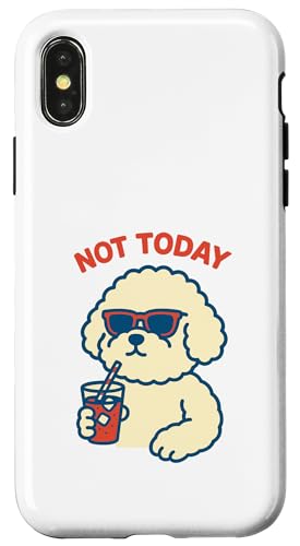 Bichon Frise Not Today Minimalistisches Trinksoda für Hunde, Vintage-Stil Hülle für iPhone X/XS von Dog Pop Art Prints