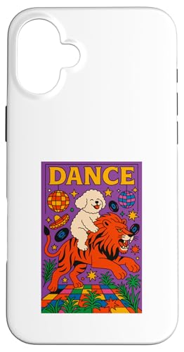 Bichon Riding a Lion Dance Bright Pop Art Bichon Frisé Hülle für iPhone 16 Plus von Dog Pop Art Prints