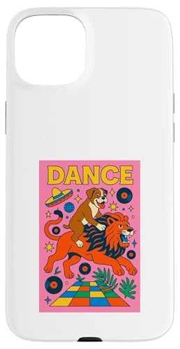 Boxerhund reitet auf einem Löwentanz, helle Pop-Art, cool Hülle für iPhone 15 Plus von Dog Pop Art Prints