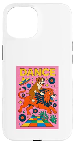 Boxerhund reitet auf einem Löwentanz, helle Pop-Art, cool Hülle für iPhone 15 von Dog Pop Art Prints