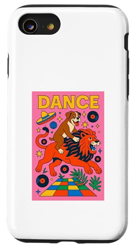 Boxerhund reitet auf einem Löwentanz, helle Pop-Art, cool Hülle für iPhone SE (2020) / 7 / 8 von Dog Pop Art Prints