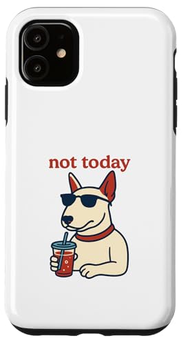 Bull Terrier Not Today Hipster-Trinksoda, Vintage-Stil Hülle für iPhone 11 von Dog Pop Art Prints