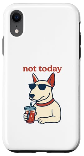 Bull Terrier Not Today Hipster-Trinksoda, Vintage-Stil Hülle für iPhone XR von Dog Pop Art Prints
