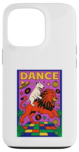 Bull Terrier reitet einen Löwentanz Bright Pop Art Hülle für iPhone 13 Pro von Dog Pop Art Prints