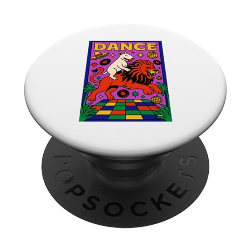 Bull Terrier reitet einen Löwentanz Bright Pop Art PopSockets Klebender PopGrip Bull Terrier reitet einen Löwentanz Bright Pop Art PopSockets Klebender PopGrip von Dog Pop Art Prints