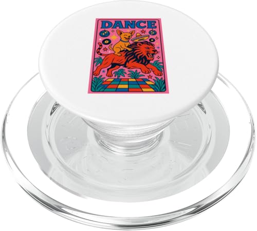 Chihuahua reitet einen Löwen Tanz, helle Pop-Art, niedlich PopSockets PopGrip für MagSafe von Dog Pop Art Prints