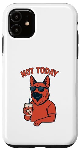 Deutscher Schäferhund Not Today Hipster Drinking Soda Vintage Art Hülle für iPhone 11 von Dog Pop Art Prints