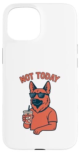 Deutscher Schäferhund Not Today Hipster Drinking Soda Vintage Art Hülle für iPhone 15 von Dog Pop Art Prints