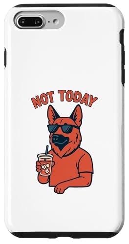 Deutscher Schäferhund Not Today Hipster Drinking Soda Vintage Art Hülle für iPhone 7 Plus/8 Plus von Dog Pop Art Prints