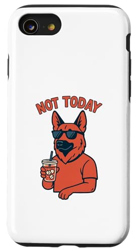 Deutscher Schäferhund Not Today Hipster Drinking Soda Vintage Art Hülle für iPhone SE (2020) / 7 / 8 von Dog Pop Art Prints