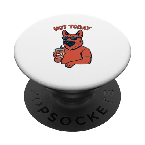 Deutscher Schäferhund Not Today Hipster Drinking Soda Vintage Art PopSockets Klebender PopGrip von Dog Pop Art Prints