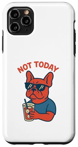 Französische Bulldogge Not Today Hipster trinkt Limonade, Vintage-Kunst Hülle für iPhone 11 Pro Max von Dog Pop Art Prints