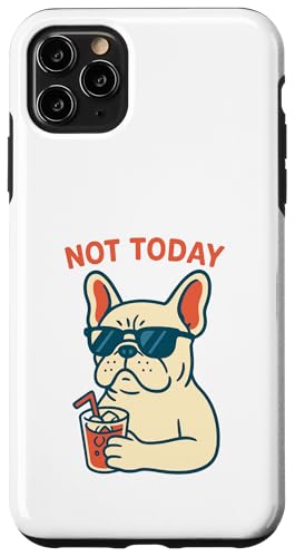 Französische Bulldogge Not Today Hipster trinkt Limonade, Vintage-Kunst Hülle für iPhone 11 Pro Max von Dog Pop Art Prints