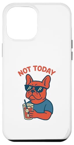 Französische Bulldogge Not Today Hipster trinkt Limonade, Vintage-Kunst Hülle für iPhone 12 Pro Max von Dog Pop Art Prints