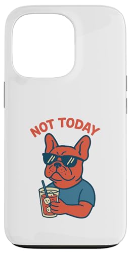 Französische Bulldogge Not Today Hipster trinkt Limonade, Vintage-Kunst Hülle für iPhone 13 Pro von Dog Pop Art Prints