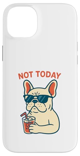 Französische Bulldogge Not Today Hipster trinkt Limonade, Vintage-Kunst Hülle für iPhone 14 Plus von Dog Pop Art Prints